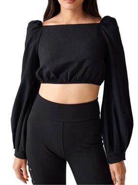 & OTHER STORIES BLACK BALLOON SLEEVE CROP TOP NEW